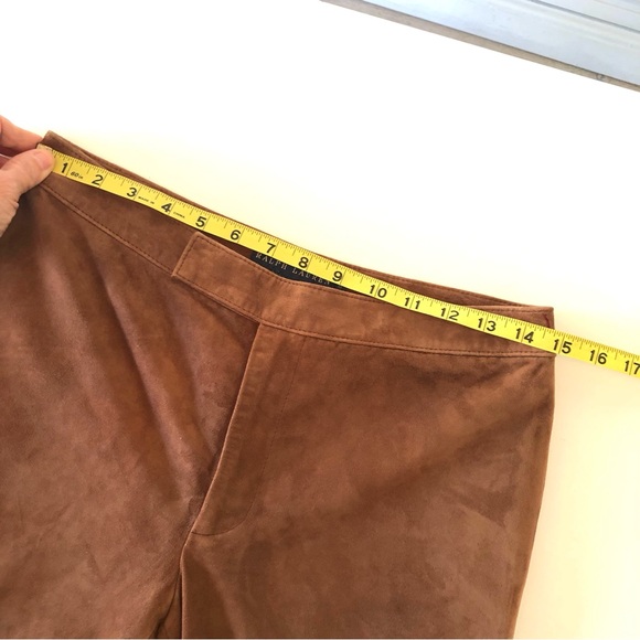 Ralph Lauren Blue Label, Cognac Brown, Suede Leather, Flare Leg Pants, Women’s 6 - Picture 9 of 17